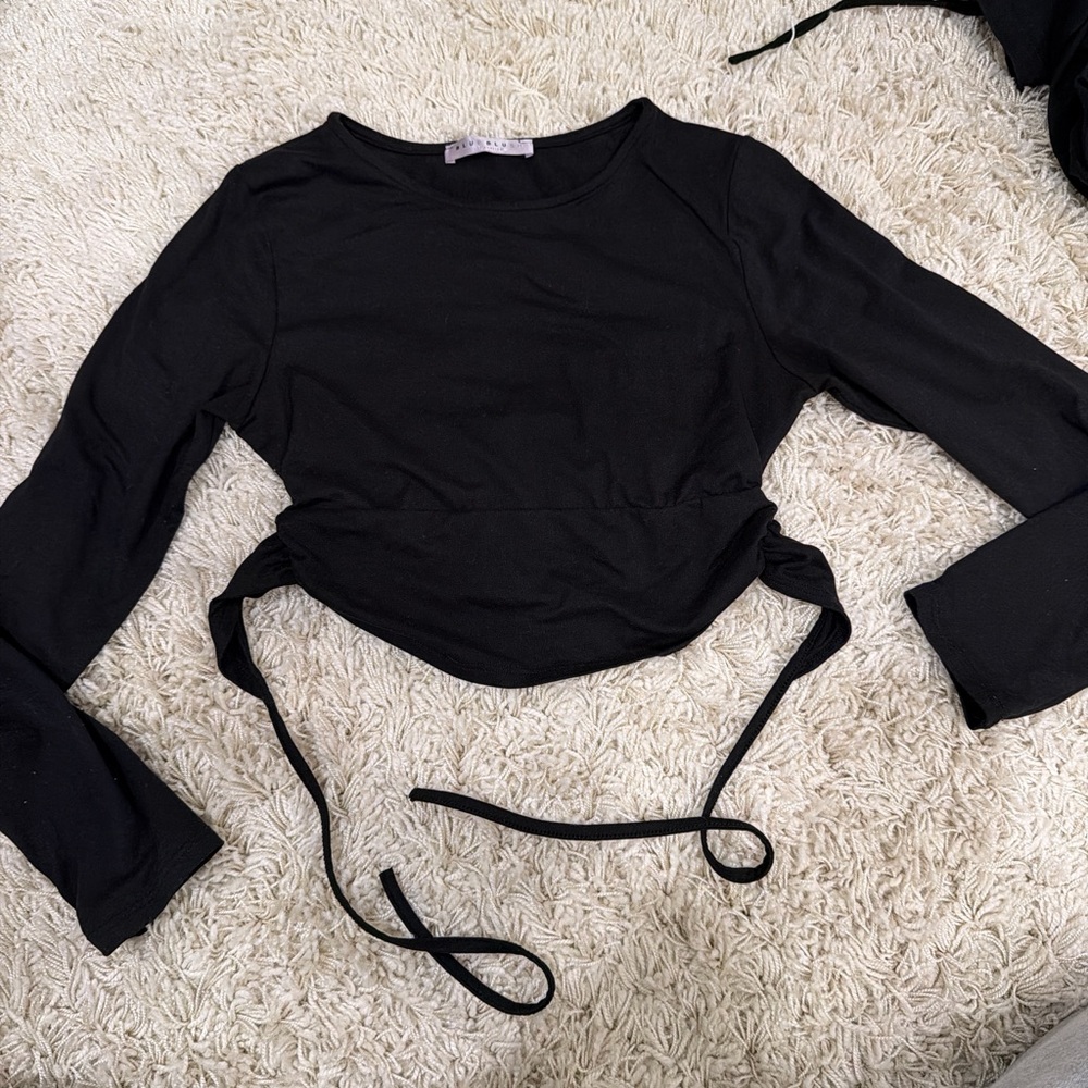 Blue Blush Black Long Sleeve Women's going out top